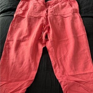 J. Crew washed coral linen pants